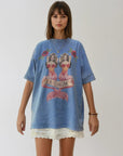 Mermaid Acid Wash Oversize T-Shirt