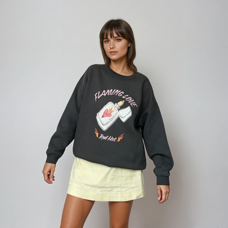 Flaming Love Oversize Crew Neck