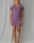 Nellie Crochet Mini Dress - Lavender