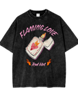 Flaming Love Tee Acid Wash Oversize Tee